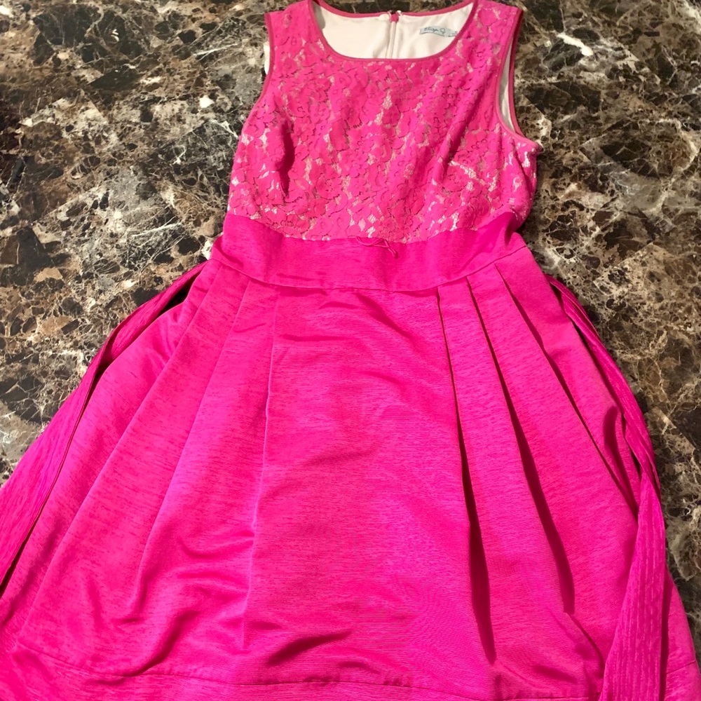 Pink floral Eliza J fit and flare dress